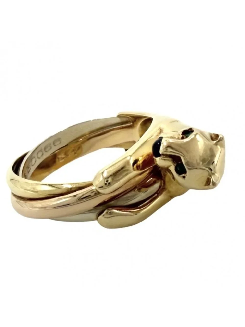 Cartier Ring Panthere Trinity Three Color 18K YG PG White Gold Emerald